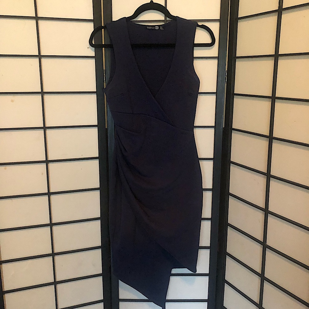 Navy blue Boohoo Night wrap dress